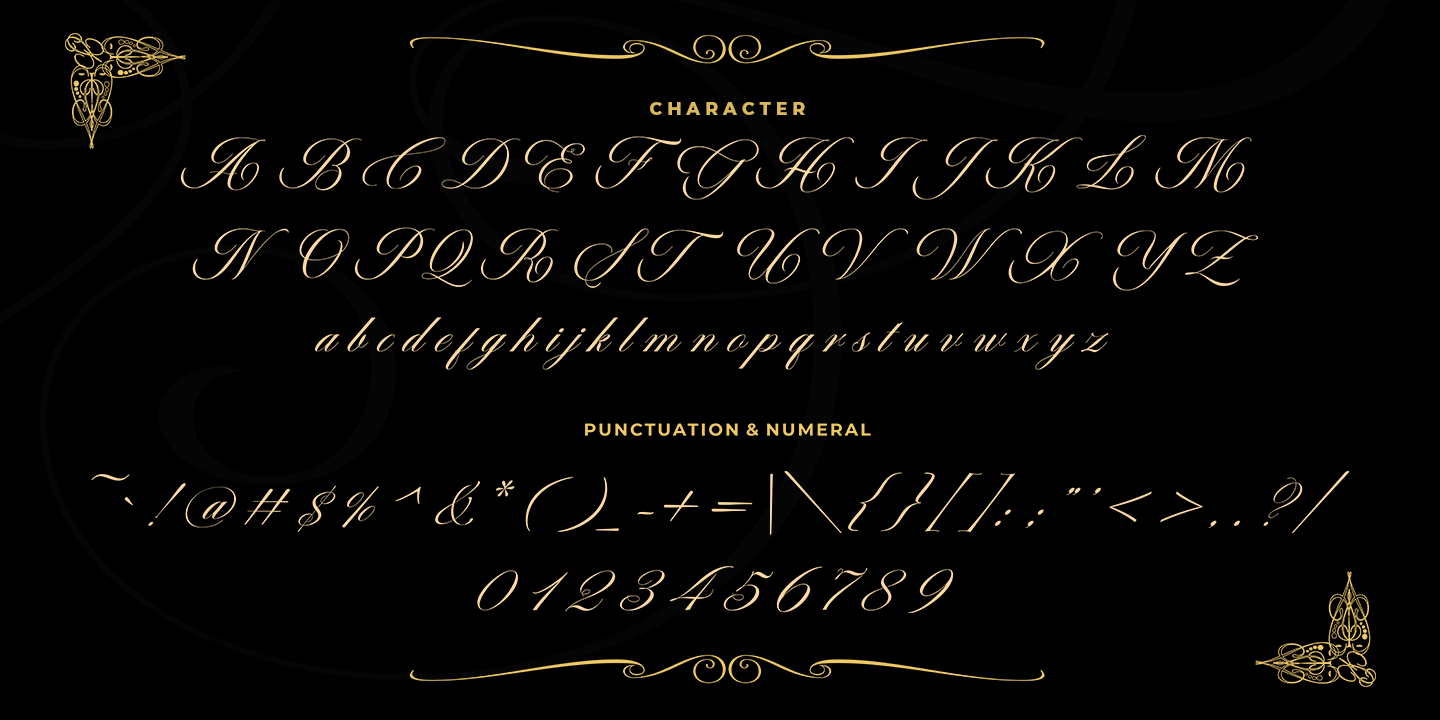 Beispiel einer Bellisa Script Ornamen-Schriftart